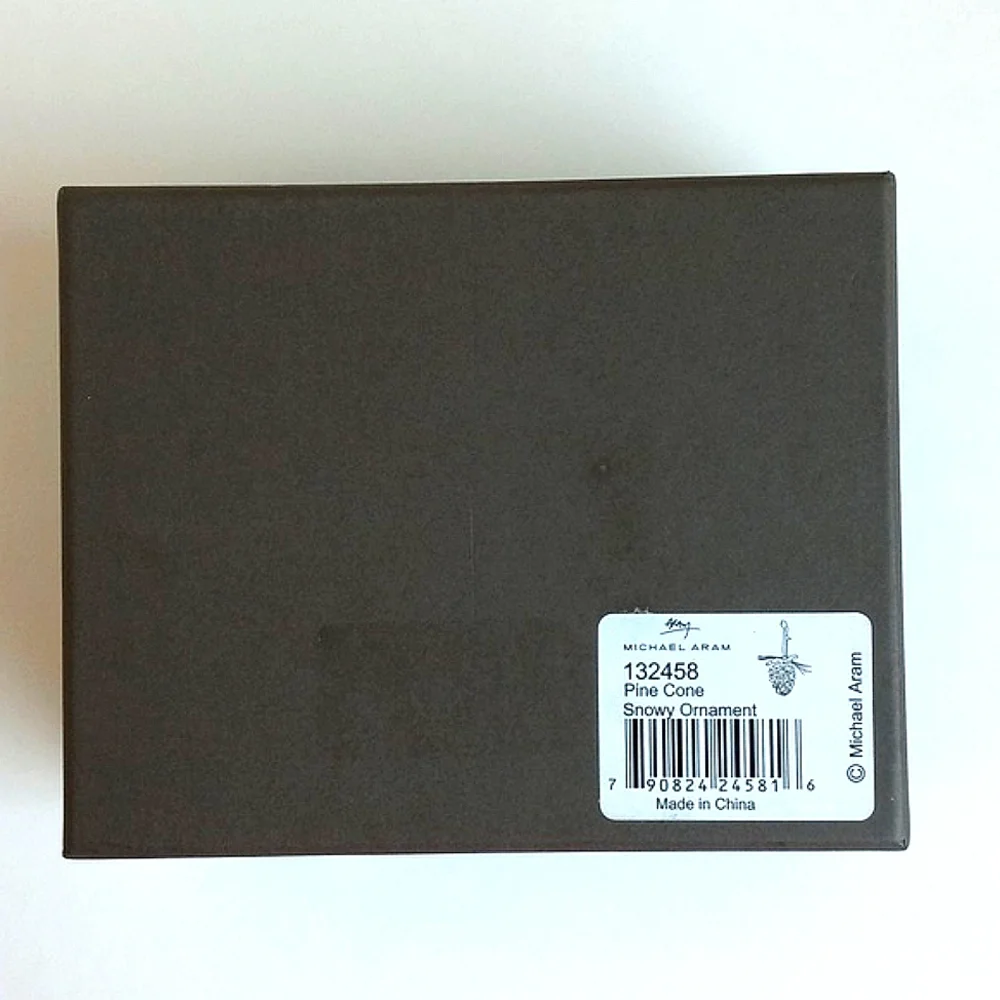 NIB Michael Aram Pine Cone Snowy Ornament With Green Velvet Ribbon - Picture 14 of 15